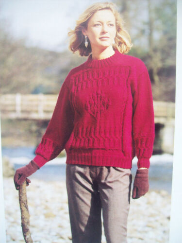 Ladies CABLE MOTIF JUMPER KNITTING PATTERN DK 32-42 inch sweater 5195 