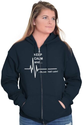Keep Calm Funny Doctor Nurse Heartbeat Medic Sweatshirt Zip Up Hoodie Men Women