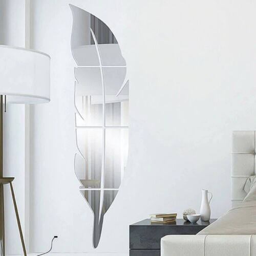 Diy Feather Plume 3D Mirror Wall Stickers For Living Room Art Home Decor 