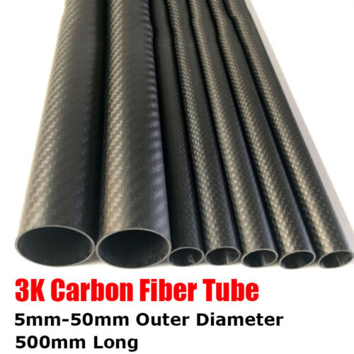 5-25mm OD 3K Carbon Fiber Tube Pipe Glossy Matte Surface Roll Wrapped 50cm Long