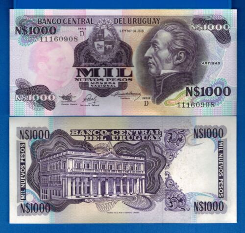 Uruguay P-64Ab 1000 Nuevos Pesos Year 1991-92 ND Uncirculated Banknote