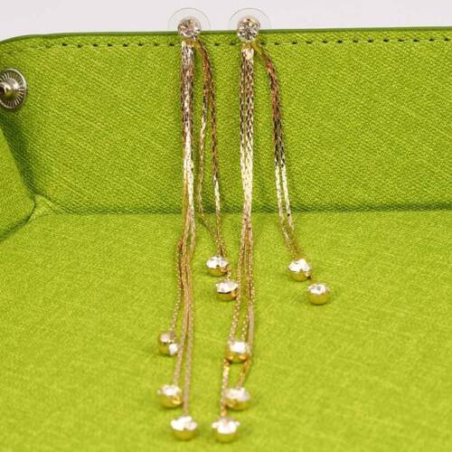 Water Drop Crystal Dangle Silver Earrings Long Tassel Drop Womens Stud Gift 9L
