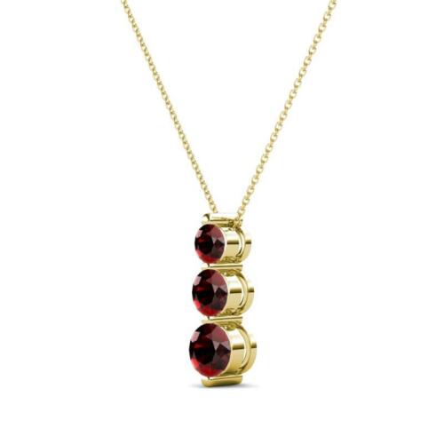Details about   Red Garnet 1/2 ctw Graduated 3 Stone Pendant 14K Gold 16 Inches Chain JP:181949 
