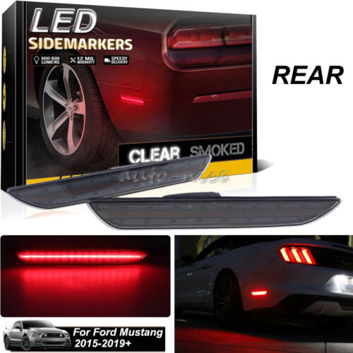 Details about  &nbsp;Smoked Lens Rear Side Marker Light Assy w/ Red LED Bulb For 2015-up Frod Mustang