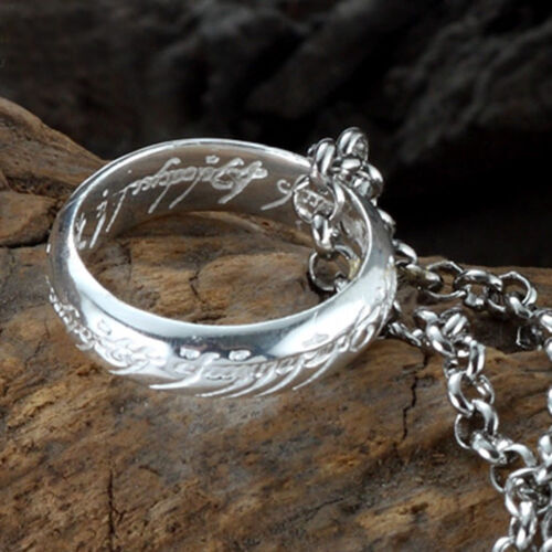 New Classic Blanc Argent Sterling 925 Lord of the Rings The One Ring avec chaîne BP14