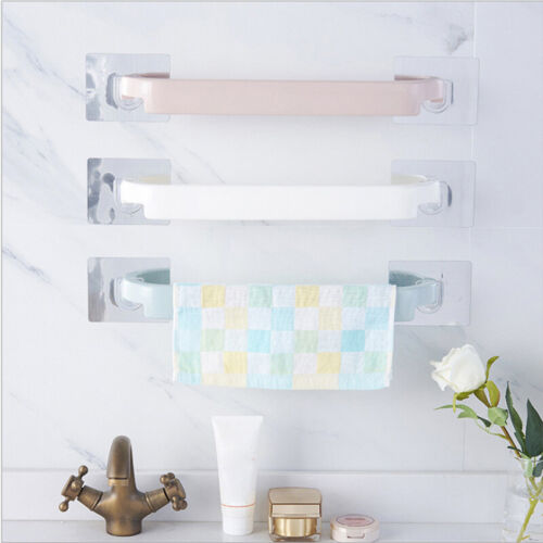 Bathroom Towel Rail Rack Holder Wall Mounted Shelf Self-adhesive Hanging Hanger