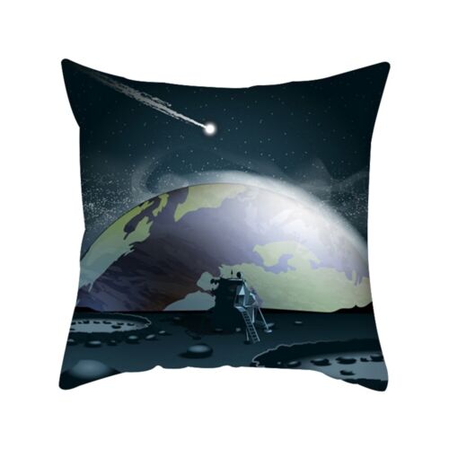 Cartoon Cushion Cover Astronaut Rocket Pillow Case Home Chair Outer Space Decor 
