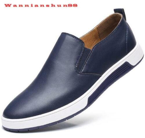 low top Mens leather pure color slip on Driving casual Dress Shoes plus size 