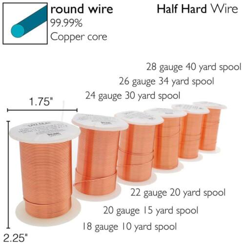 8+ Gauges BeadSmith Lacquered Tarnish Resistant Copper Craft Wire 