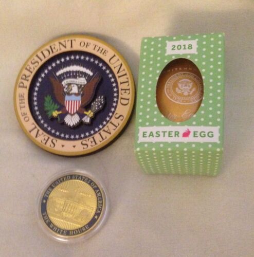 WHITE HOUSE CHALLENGE COIN EAGLE SEAL MAGNET = 3 TRUMP GOLD 2018 EASTER EGG
