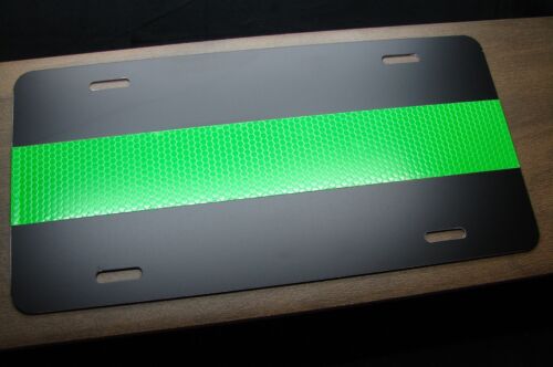THIN GREEN LINE LICENSE PLATE FEDERAL AGENTS  MILITARY PERSONNEL REFLECTIVE LINE 