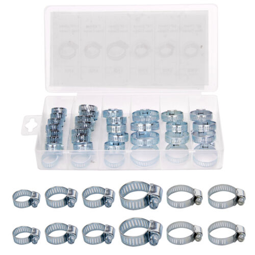 34pcs Assorted Stainless Steel Hose Clamp Kit With No Driver Jubilee Clip Set 