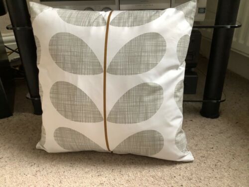 Handmade Double Sided Cover in Orla Kiely Grey Scribble Stem Fabric Brown