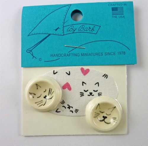 Dollhouse Miniature Artisan Made Kitty Cat Bowls Set