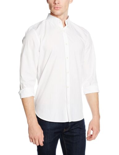 French connection nouvelle homme chemise à manches longues slim fit blanc uni chemise en coton 