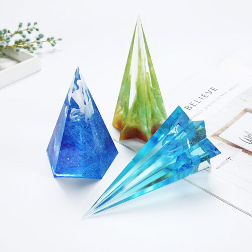 DIY Cone Crystal Epoxy Resin Decoration Mould Aroma Candle Silicone Mold+Frame 