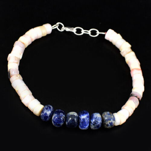 Details about  / 96.00 Cts Natural 7/" Long Sodalite /& Australian Opal Beads Bracelet NK 44E151
