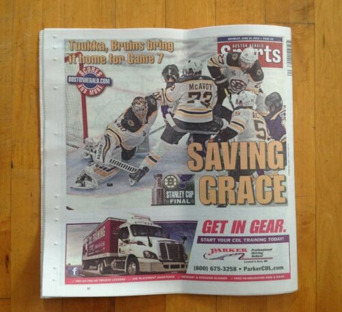 Boston Herald Boston Bruins Newspaper Stanley Cup Game 7 Finals Champions !