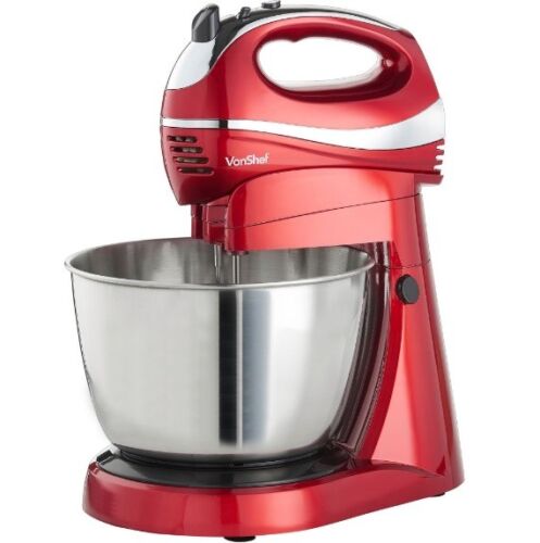 Vonshef Cake Mixer Baking Stand Mixers Red Mixing Bowl Beater Dough Blenders Red