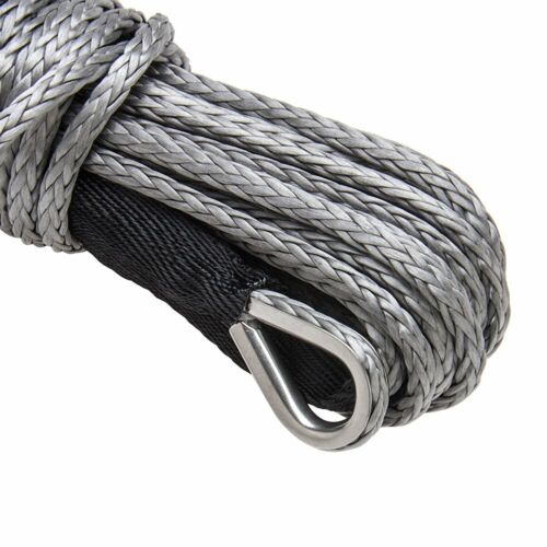 1/4''x50' Synthetic Winch Rope Line Grey Recovery Cable 10000LBS 4WD W/Sheath 