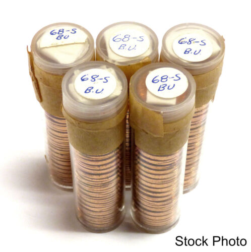 Lot of 5 1968-S Lincoln Memorial Cent Rolls All BU!