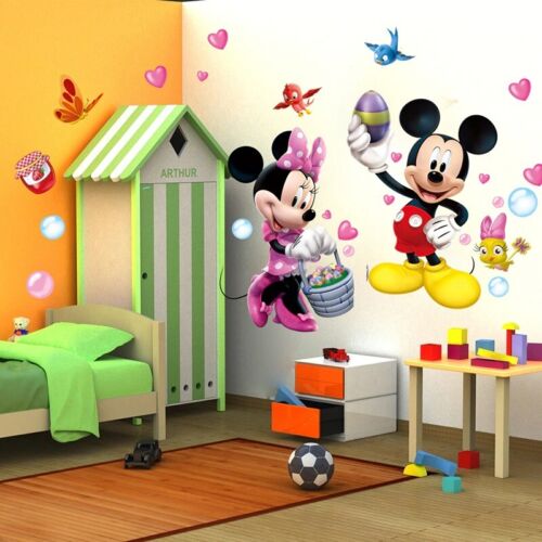 Mickey Minnie Mouse Wall Stickers Vinyl Decals Kids Nursery Baby Room Home Decor 