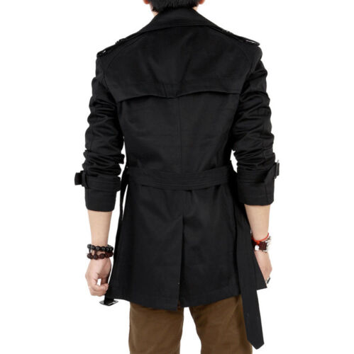 Men/'s  Outwear Overcoat Double Breasted Slim Winter Warm Trench Coat Long Jacket