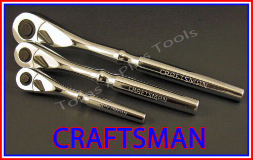 CRAFTSMAN HAND TOOLS 3pc 1//4 3//8 1//2 FULL POLISH Ratchet socket wrench set !!