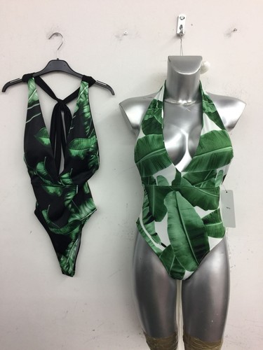 NUOVO Donne Ragazze Palm Leaf Stampato Costume Da Bagno V Collo Imbottito Spiaggia Vacanza Estiva