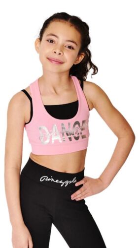 PINEAPPLE DANCEWEAR GIRLS Racerback Double Crop Top Pink Ideal for Dance Gym 