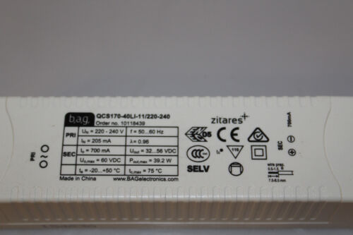 5 x BAG Zitares QCS170-40Li-11//220-240 LED-Modul 700mA  40W mit SELV 32..56VDC