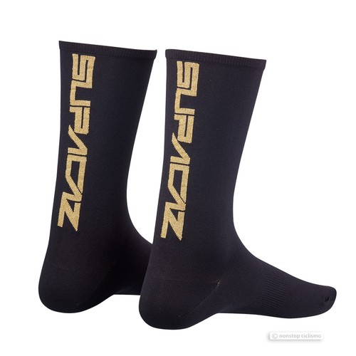 Supacaz SupaSox STRAIGHT UP Tall Cycling Socks GOLD BLING One Pair