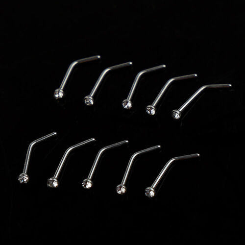 Details about   10x Rhinestone Stainless Steel Nose Ring Studs Screw Hoop Body Piercing Jewelry