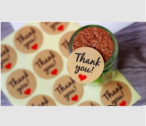 60x Round Kraft Paper Thank You Sticker Seal Label Gift Packaging Tags Decor 