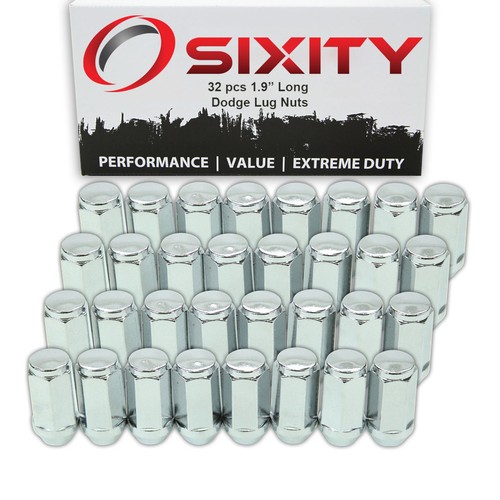 32 Chrome Bulge Acorn Wheel Lug Nuts for Dodge D250 D350 1//2-20tpi 1.9/" Long pf