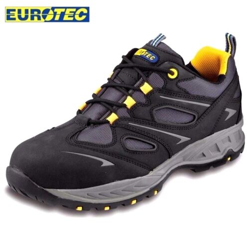 Eurotec 715NMP Black Nubuck Leather Mesh Safety Work Trainers Composite Toe Cap