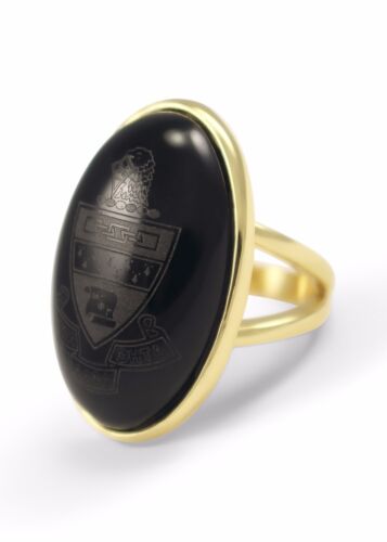 New!!! Kappa Alpha Theta Sorority Duchess Ring 14k Gold Plated & Black Onyx 