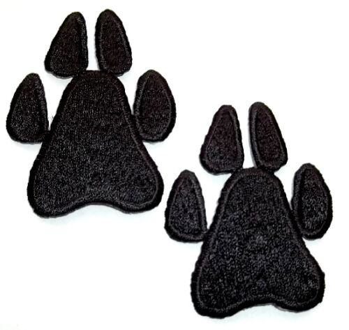 BLACK 2 SMALL PAW PRINT 3//4/" X 1/" IRON ON PATCHES