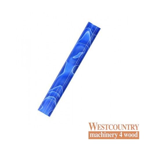 Charnwood Acrylique pen Blank AR01-19 mm Dia x 130 mm-Bleu Foncé Avec Blanc Swirl