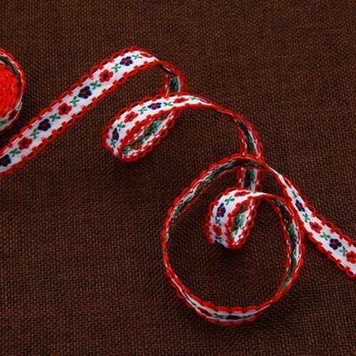 5Pcs Lace Ribbon Wrapping 10mm Single Face Grosgrain Satin Embroider Decoration