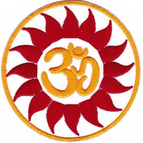 ao26 Buddha Hindu Yoga Om Zeichen Aufnäher Bügelbild Patch Applikation Sonne 