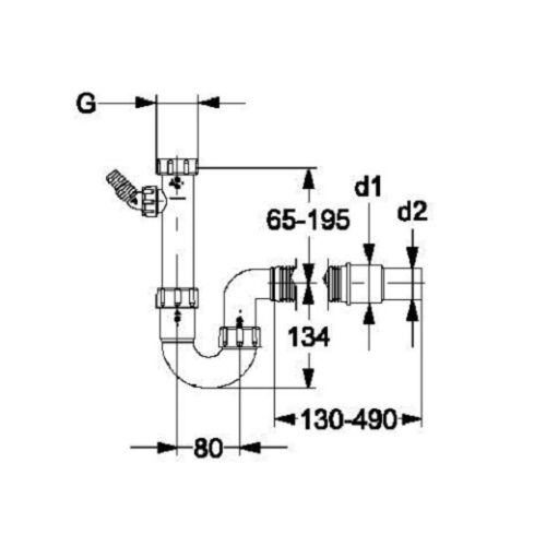Haas Röhrensiphon 11//2/" Spülsiphon Siphon Geruchverschluß mit Geräteanschluss