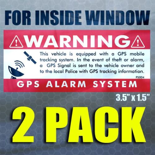 Anti Theft STICKERS Security Alarm Decal GPS 2 pk INSIDE WINDOW 3.5x1.5 RED