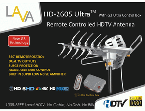 LAVA HD2605 Ultra Remote Controlled HDTV Antenna with G3 Control Box