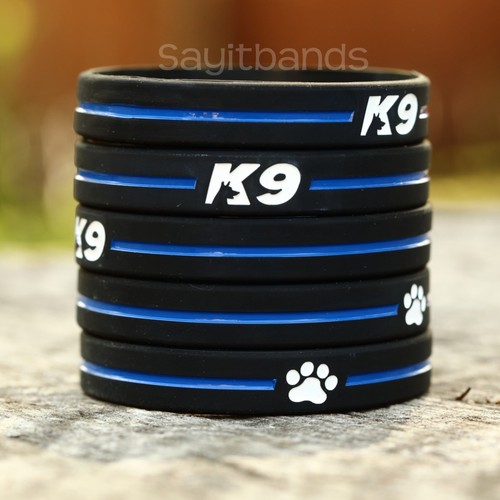 Thin Blue Line Canine Police Bracelet Lot K-9 Bracelets Set of K9 Wristbands