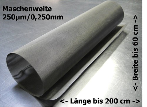 Edelstahlgewebe Trommelfilter Siebfilter Sieb 0,250mm 250µm //// bis zu 200x60cm