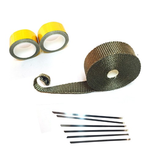 Titanium Pipe Wrap Exhaust Turbo Heat Manifold Header 1/"x25/' Roll With Gold tape