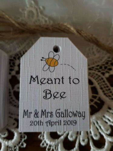 Meant Тo Bee Wedding Favours tags with Twine Personalised Your Names and Date