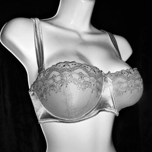 Ellos of Sweden Underwired Lightly Padded Pretty Embroidered Sateen Grey Bra