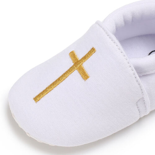 Bébé garçons filles Baptême Blanc Crib Shoes Infant Première Chaussures 0-18 M 